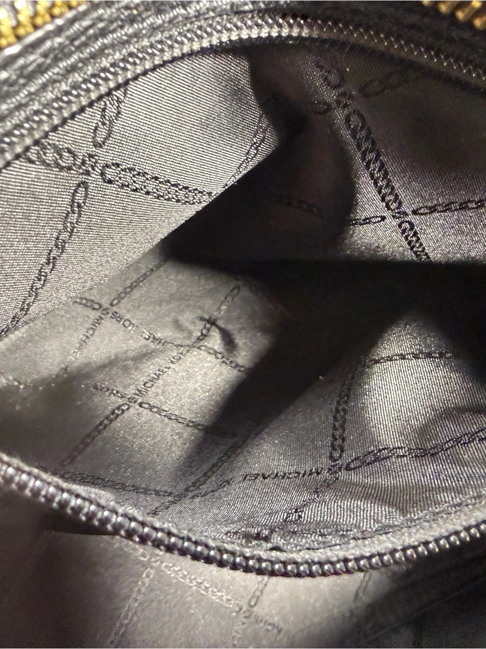 Michael Kors Black Pebbled Leather Satchel with Gold Accents